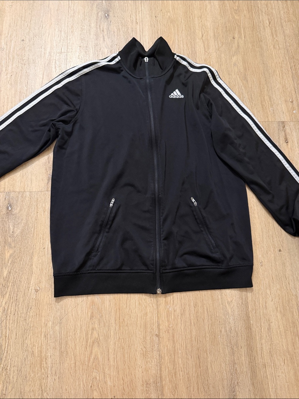 adidas Black Jacket with White Shoulder Stripes